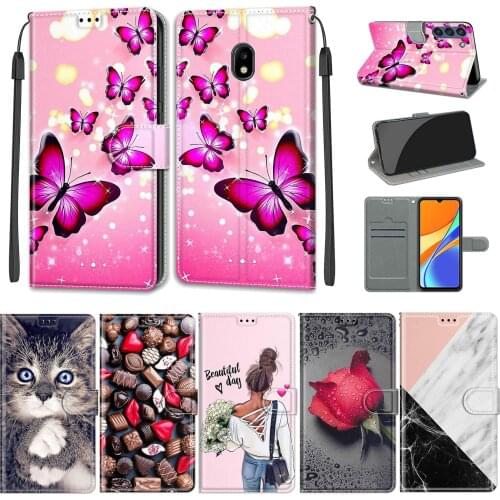 Flip Leather Case For Samsung Galaxy J3 2017 Case Wallet Card Holder Stand Book Cover For Samsung Galaxy J330 Butterfly Pattern
