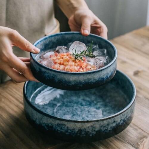 Creative kiln ceramic tableware round bowl soup bowl noodle bowl vegetable bowl soup plate salad bowl bowl fruit plate large bow