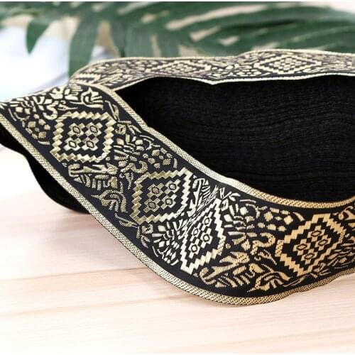 High Quality 40MMX11yard/lot Vintage rhombus pattern embroideryJacquard woven Ribbon Lace DIY Belt Accessories Lace Trim