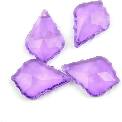 38/50/63/76mm Violet Crystal Glass Chandelier Crystal Maple Leaf Crystal Hanging Pendant For Lamp Part