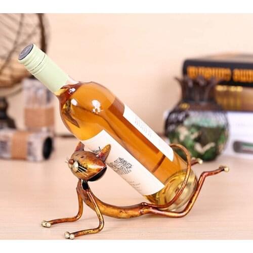Cat Wine Rack Metal Cat Wine Rack Wine Bottle Rack Practical Sculpture Home Decorations Indoor Animal Wine Rack Crafts Promotion