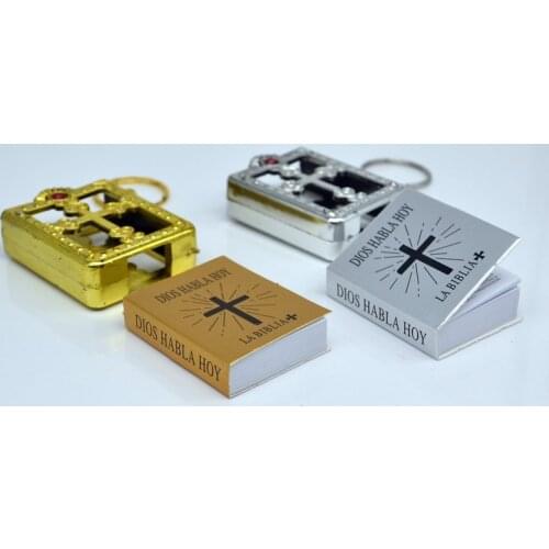 Mini Spanish LA BIBLIA DIOS HABLA HOY real paper can read Key Chains Catholic Orthodox Christian Fashion Religious jewelry