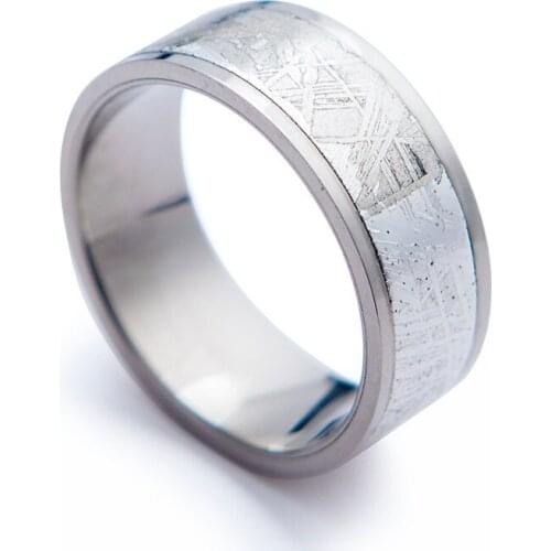 Genuine Natural Gibeon Meteorite Silver Plated Fashion Wedding Party Rings For Women Men US Size 10