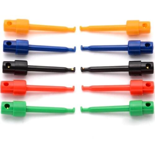 Mayitr 10pcs Lead Wire Kit Test Hook Clip Grabber Test Probe SMT/SMD 5 Colors For Multimeter Repairing Measurement Tool 56mm