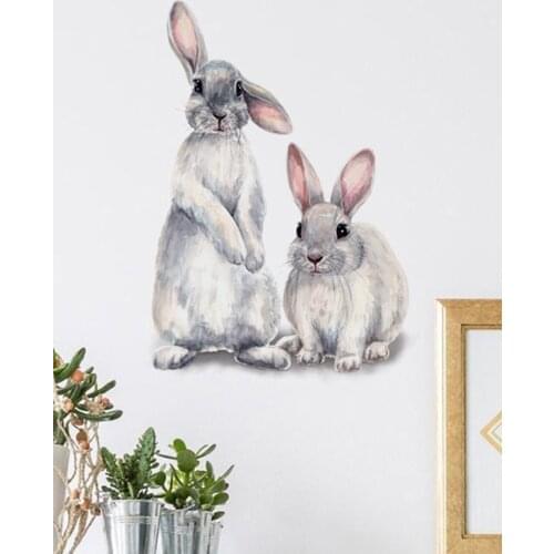 Wall Stickers Two Cute Rabbit Childrens Bedroom Removable Pvc Background Wallpaper Decoration