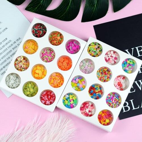 Hand DIY 12 Type/Set Fruit Slices Filler For Nails Art Tips/Balls Slime Fruit For Kids Lizun DIY Accessories Supplies Decoration