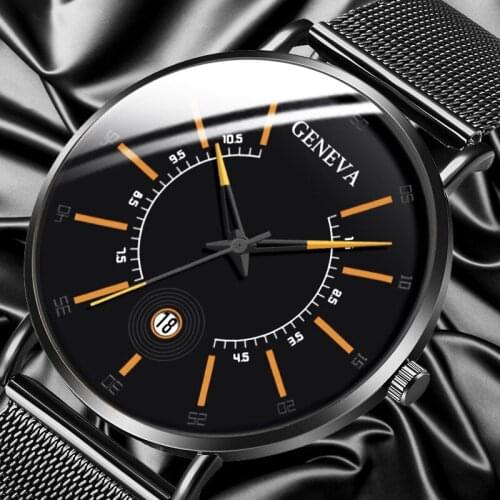 New Arrival Luxury Mens Fashion Business Calendar Watches Blue Stainless Steel Mesh Belt Analog Quartz Watch relogio masculino