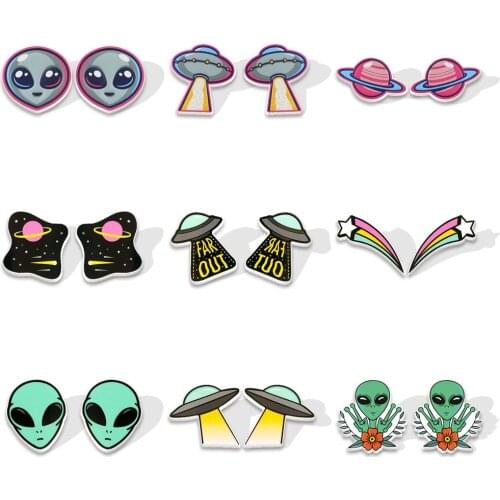New Alien Earrings Stud Earrings Acrylic For Fashion Gift Jewelry Accessories