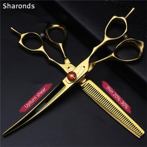 7inch Hairdressing Scissors Japan 440C Hairstylist Special Scissors Barber Shop Scissors Non-slip Wear-resistant Sharp Free Logo