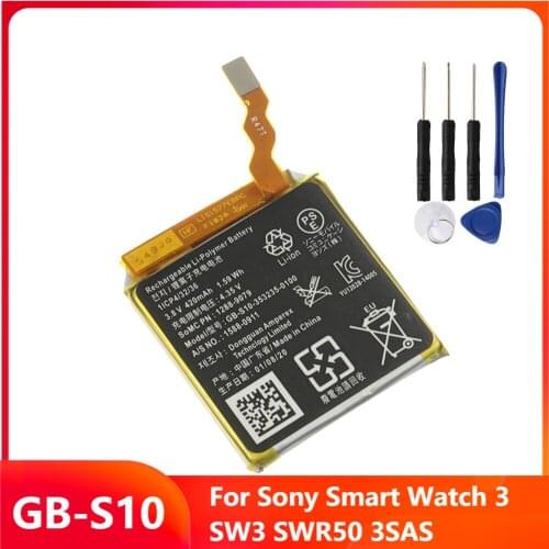 Original Replacement Watch Battery SWR50 For Sony Smart Watch 3 SW3 SWR50 3SAS 420mAh With Free tools