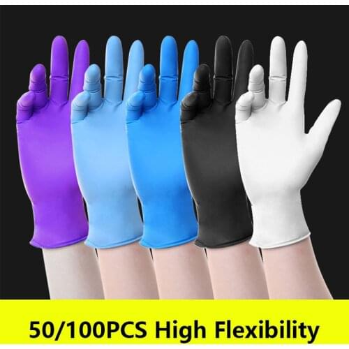 100pcs Nitril Gloves Waterproof Powder Free Latex Mechanic Gloves Work Garden Household Kitchen Cleaning and Protection Tools