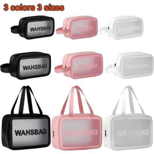 PVC Portable Travel Wash Makeup Bag Womens Cosmetic Bag Large-Capacity Transparent Waterproof Storage Box Organizer