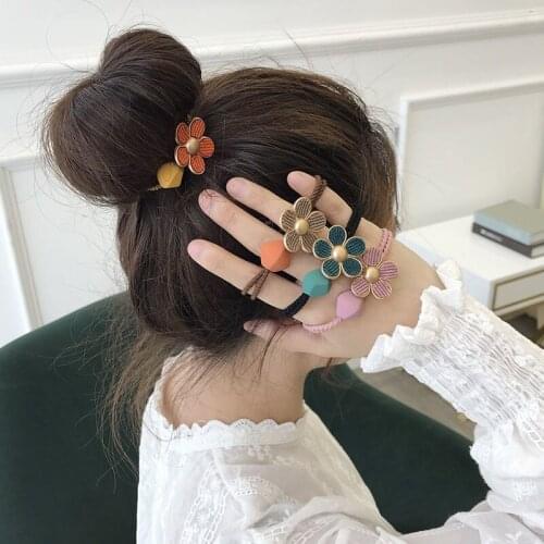 Flower Resin Irregular Ball Hair Ties Chic Scrunchy Girls Hair Accessories Candy Color Hair Gum Ponytail Holder Elastic Hairband