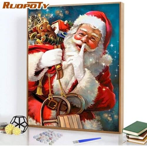RUOPOTY Frame Painting By Numbers Figure Acrylic For Adult and Child Oil Painting By Numbers ChristmasArkwork decor Gift