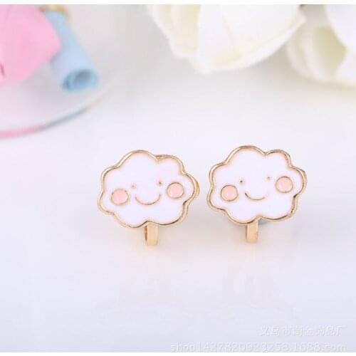 JIOFREE Korea Style Zinc alloy Smiley face Clip on Earrings No Pierced for Girl charm jewelry wholesale