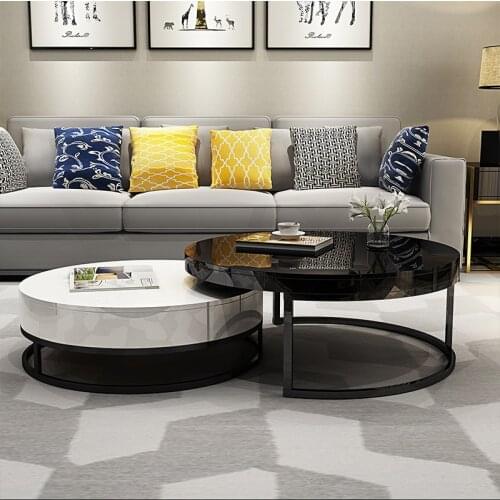 Modern minimalist simple coffee table Nordic living room small tempered glass coffee table creative fashion round tea table