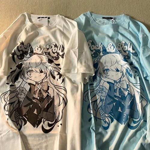 Harajuku y2k loose top new gothic hip-hop casual women clothing Summer Japanese Ulzzang big size anime girl print female T-shirt