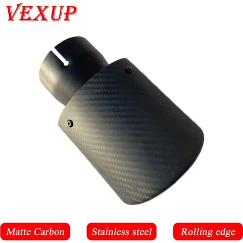 VexUp Universal Matte Carbon Fiber Tail Pipe Rear Exhaust Pipe Auto Styling Modification Muffler Straight Edge End Tips