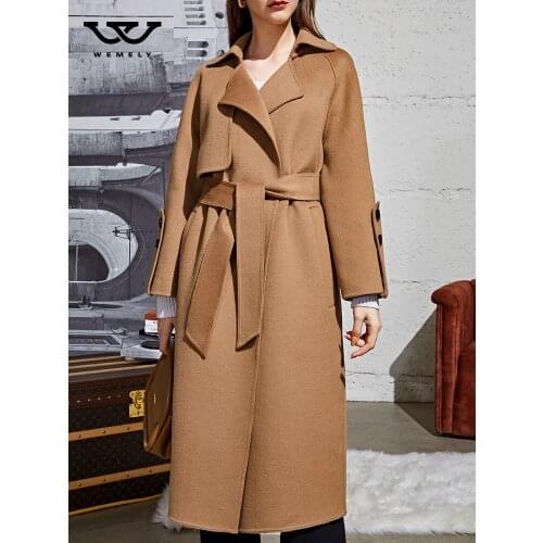 High-end camel double-sided cashmere coat womens 2021 new early autumn medium and long French wool coat
