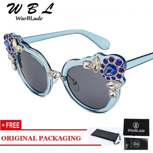 WarBLade 2019 Fashion Rhinestone Elegant Cat Eye Sunglasses Women Brand Designer Luxury Sun Glasses Female Summer Eyeglasses