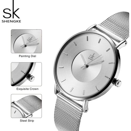 Shengke 7MM Ultra Thin Dial Watches Women Top Brand Luxury Quartz Watch Reloj Mujer 2019 SK Ladies Fashion Wrist Watch For Women