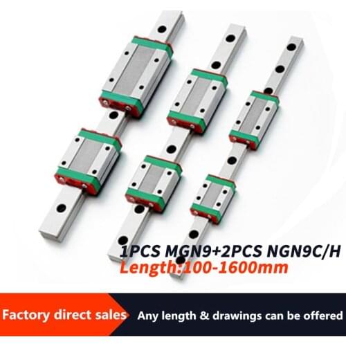 1 MGN9 linear guides 100mm-1600MM + 2 MGN9C or MGN9H sliders for CNC parts of 3D printers