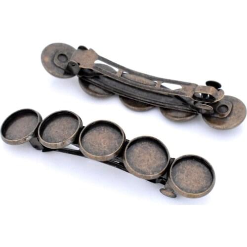 New Fashion 5pcs 12mm With 5 Cameos Bronze Plated Copper Material Hairpin Hair Clips Hairpin Base Setting Cabochon Cameos