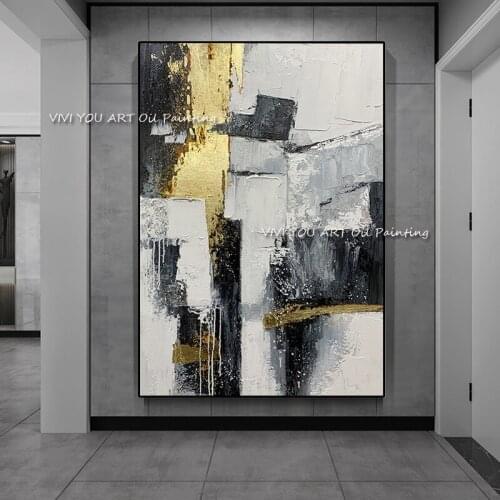 Abstract Canvas Black Grey 100% Handmade Oil Painting Large Size Bedroom Art Posters Wall Pictures Modern Home Room Decoration
