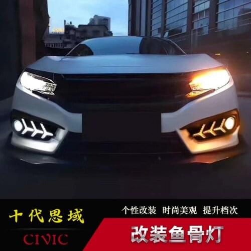 Crazy2021 Fit For Generations of Ten Refitted Fishbone Led Mustang Day Running Rear Bar Lamp Special Honda Civic