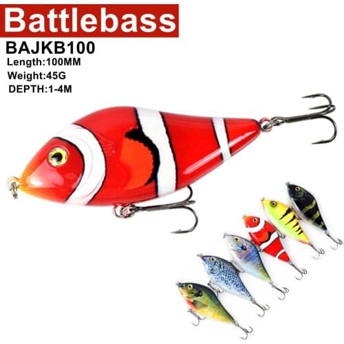 BATTLEBASS 2021 NEW 100MM 45G Slow Sinking Jerkbait Fishing Lure Slider Swim Action Hard Body Jerk Bait for Pike Musky Fishing
