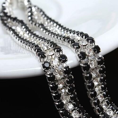 3mm 1yard new style Black and white Crystal chain Rhinestone chain encryption DIY garment accessories accessories