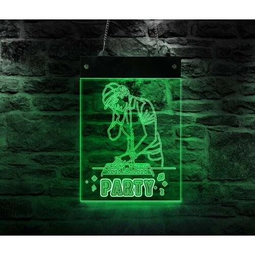 DJ Playing Music Electronic Lighted Signs Party Mood Lamp Club Bar Pub Decorative Signs Lights Multi-color LED Lighting Wall Art