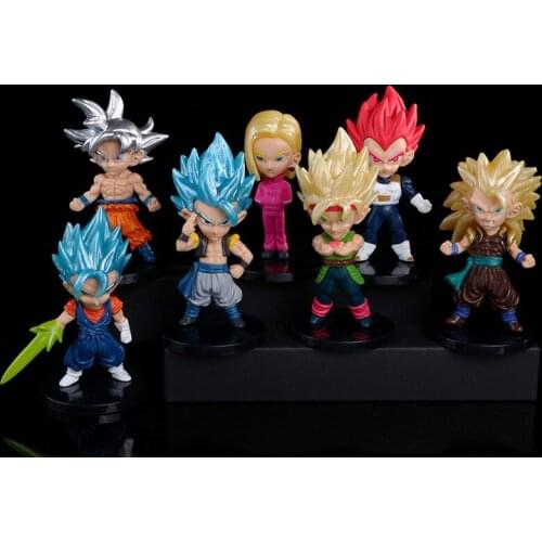 Dragon Ball Super Saiyan Son Goku Vegeta IV Gogeta Android 18 A Set of 7 Action Figure Ornament Model Toys