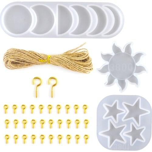 Moon Sun Star God Resin Mold Moon Phase Pendant Home Deor Mold Epoxy Craft Tools