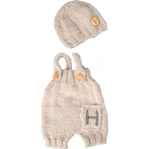 J60B 2pcs/Set Newborn Photography Props Handmade Infant Outfits Baby Crochet Knit Hat