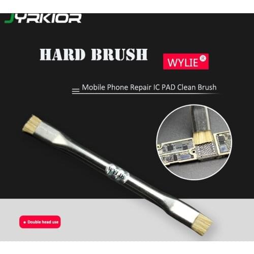 Jyrkior Mobile Phone Motherboard Pad Repair Clean Double Head Metal Handle Brush Hard Brush Stiff Brush BGA Welding Oil Brush