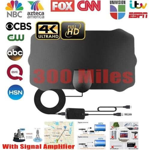 TV Antenna Indoor HD 4K 1080P Digital Antena HDTV TV Antenna for VHF UHF DVB-T DVB-T2 Surf HD Radius Signal Receiver