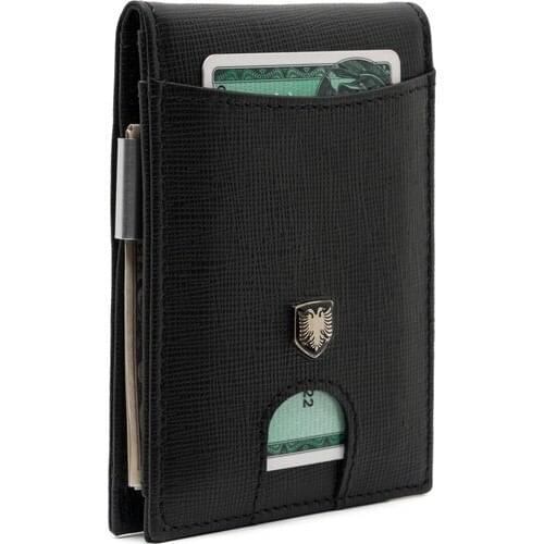 Chqel Leather & Card Wallet Jet Black Wallet