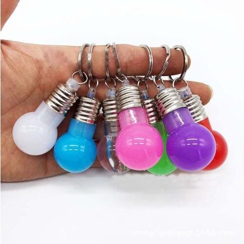 Creative LED Flash Lights Mini Bulb Chain Keyring Xmas Gift Cute Keychain