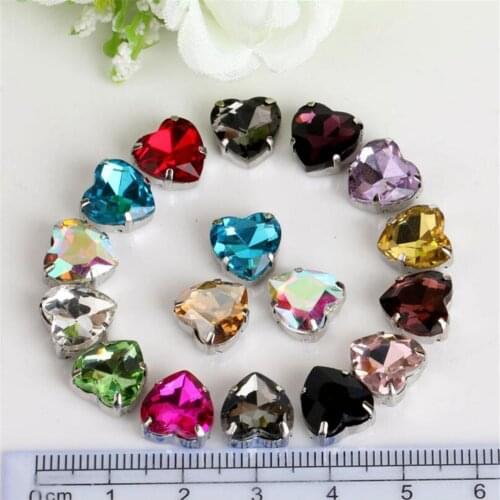 50PCS 8MM Bling Heart Claw Crystal Rhinestones DIY Shapes Sew-On Crytal Rhinestone For Garment Art Decoration,Wedding Clothing