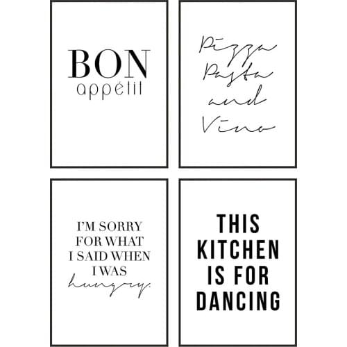 Kitchen Quote bon appetit Wall Decor this kitchen is for Dancing Canvas Painting Prints Wall Art Posters Shop Cafe Room Decor