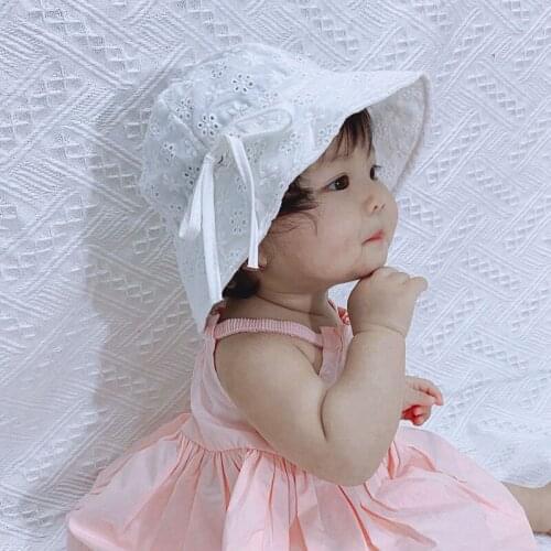 New Summer Baby Girl Hat Kids Beach Bucket Hats Wide birm cap Cotton Flower Baby Hat Outdoor Infant Toddler Sun Visor Caps H194s