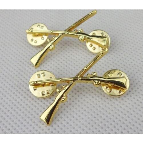 PAIR OF Vietnam Era US Army Infantry Officer Subdued Collar Badge Pin Isignina- World military Store