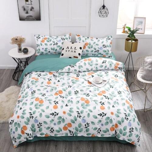 Fashion Leaf Bedding Set 3-4pcs Simple Duvet Cover Bedspread Flat Sheet Pillowcase Single Double Queen King Bed Linen Bed Set
