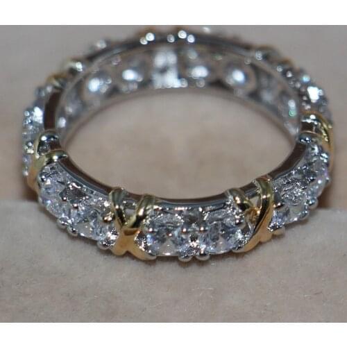 Size 5-11 Wholesale Brand Jewelry Handmade 925 sterling Silver filled white gold Overlay 5A CZ Wedding Band Ring For Lover gift