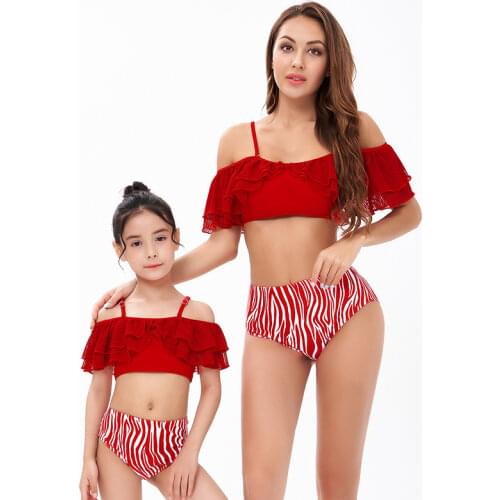 Off Shoulder Mother Daughter Matching Swimsuits Family Set Butterfly Mom Baby Mommy and Me Clothes Beach Women & Girls Swimwear
