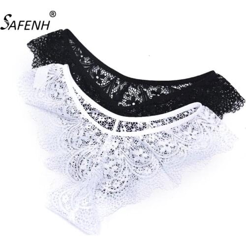 Sexy Underwear 1PC Sexy Women Lace Thongs Lingerie G-string Panties Low Waist Briefs Underpants T-back Panties White Black