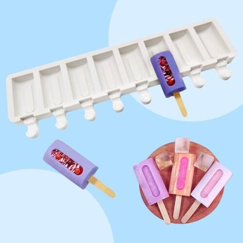 Silicone Ice Cream Mold DIY Homemade Popsicle Moulds Freezer 8 Cell Small Size Ice Cube Tray Popsicle Barrel Makers Baking Tools