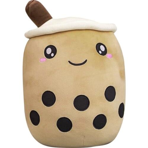 Cute Cartoon Real-Life Bubble Tea Cup Shaped Pillow Super Soft Back Cushion 24cm Kids Toys Birthday Gift Stuffed Funny Toys