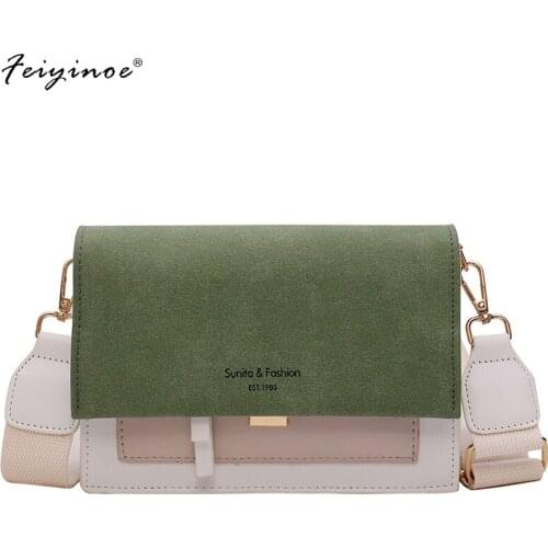 Scrub Leather Contrast Color Crossbody Bags For Women 2020 Chain Messenger Shoulder Bag Ladies Purses and Handbags Womens Bags